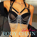 Twinklede silver layered chest harness close-up