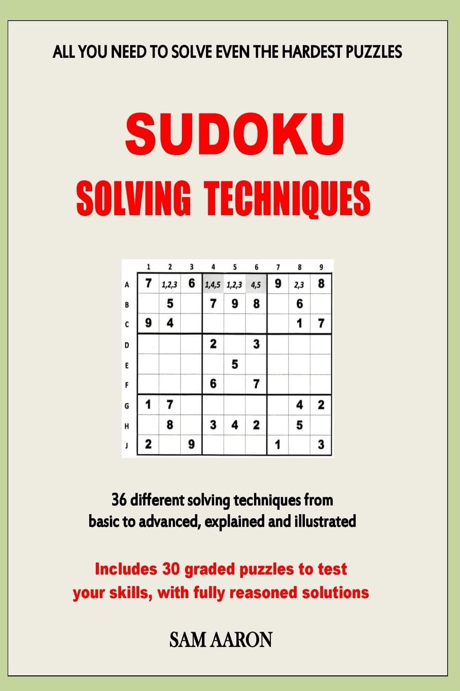 Sam Aaron Sudoku Solving Techniques front view paperback book