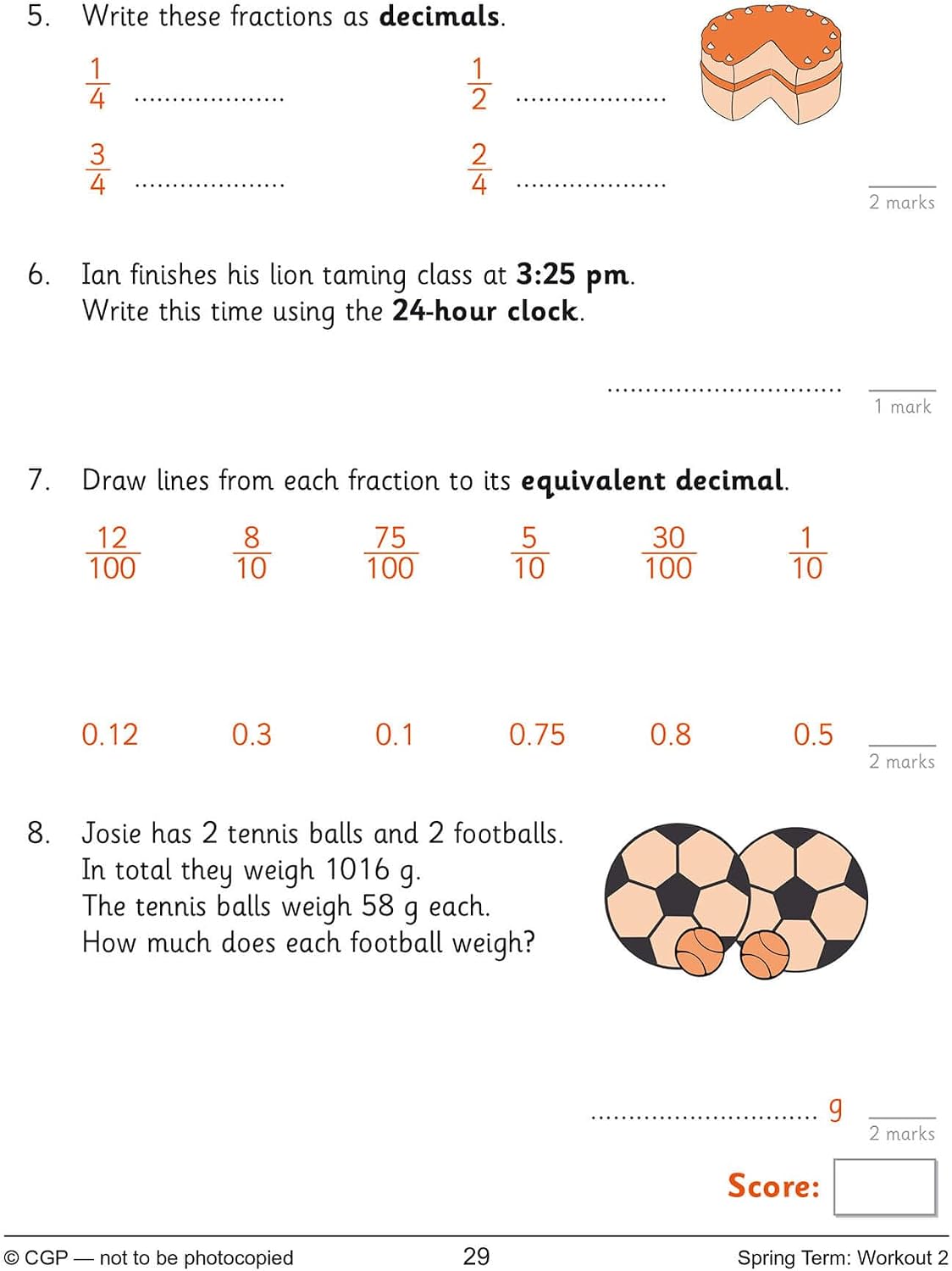 CGP educational workbook progress chart and answer key section