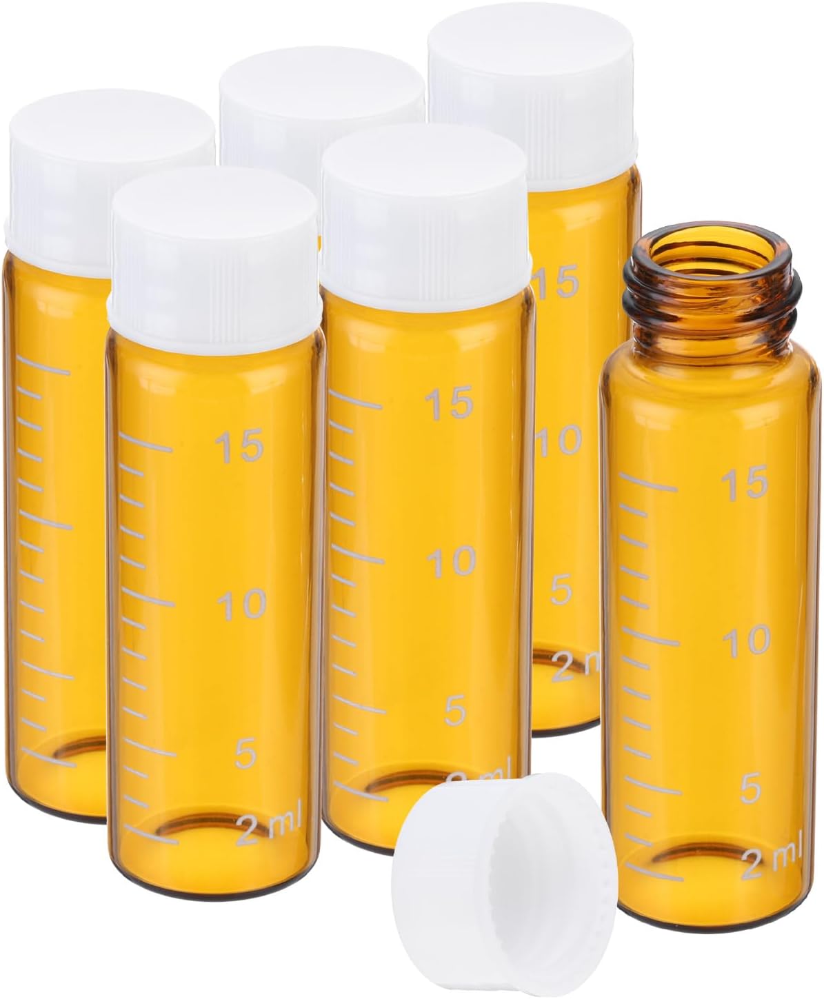 PATIKIL 6pcs 15ml Small Clear Glass Vials with Black Screw Cap, Borosilicate Glass Graduated Sample Bottles for Solid Liquid Powder Storage - Image 12