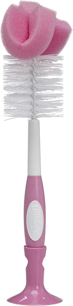 Dr. Brown's baby bottle brush front view with pink handle