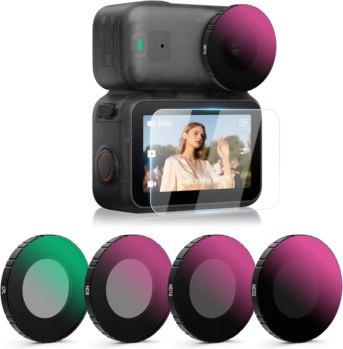 Mingven Osmo Nano ND Filter Set with CPL and screen protector front view