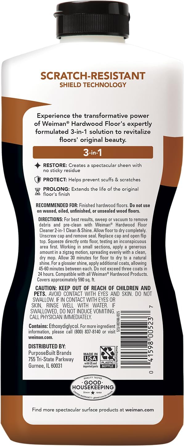 Weiman hardwood polish 32 ounce twin pack containers