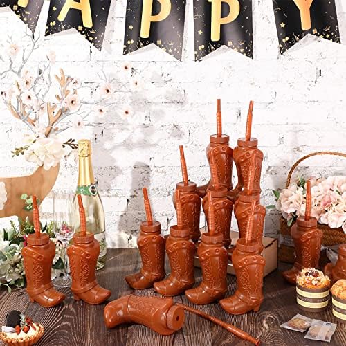 Hoolerry cowboy boot party cup with lid and straw isolated on white