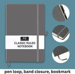 Ricco Bello journal notebook showing elastic band and pen holder