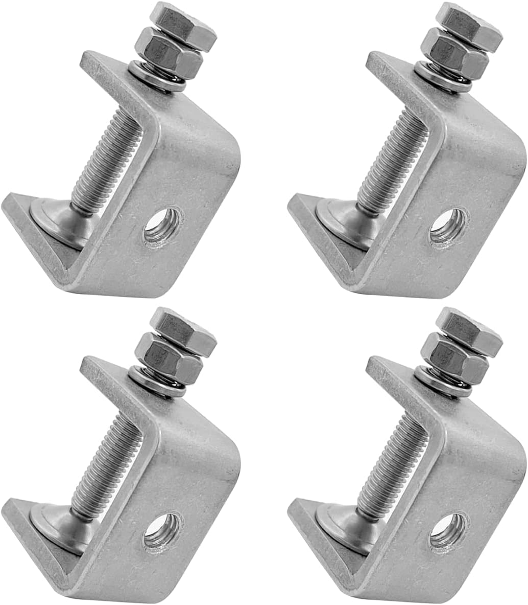 Packaging and components of the two piece stainless steel c clamp tool set.