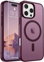 Supfine magnetic iPhone 16 Pro max case wine red front view
