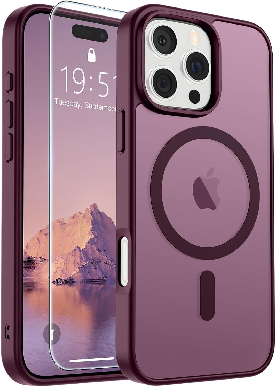 Supfine magnetic iPhone 16 Pro max case wine red front view