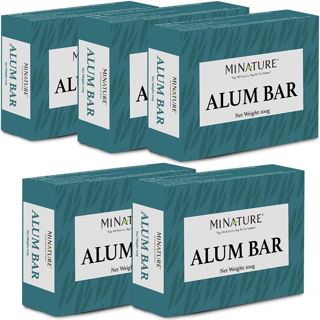Mi Nature Pure Alum Bar Pack of Five front view showcasing natural phitkari blocks for aftershave care.