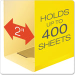 Pendaflex legal size yellow folders showing 2 inch box bottom expansion