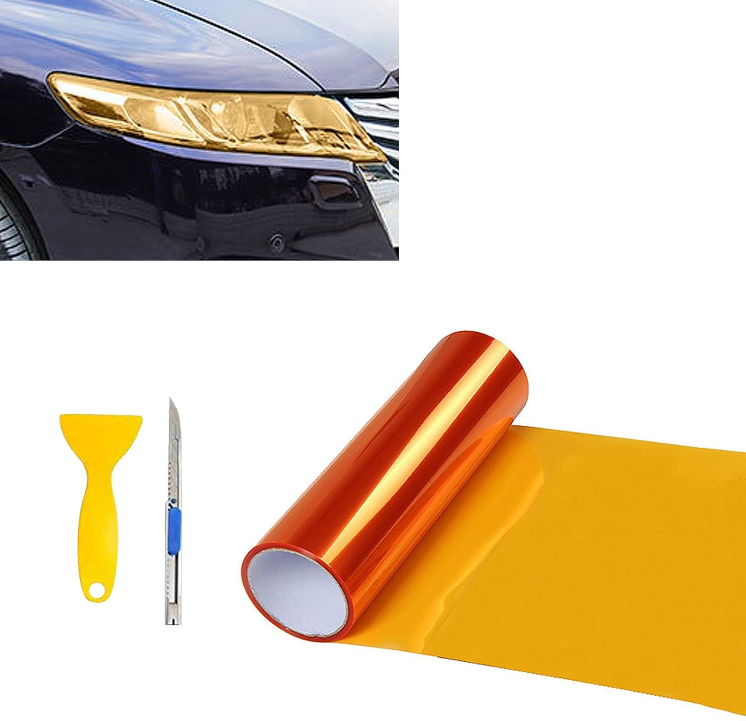 Marlbston orange tint vinyl wrap film roll front view