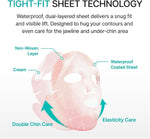 Model demonstrating jawline lifting mask application