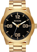 Nixon Corporal SS watch front view showcasing the 48mm dial and steel band