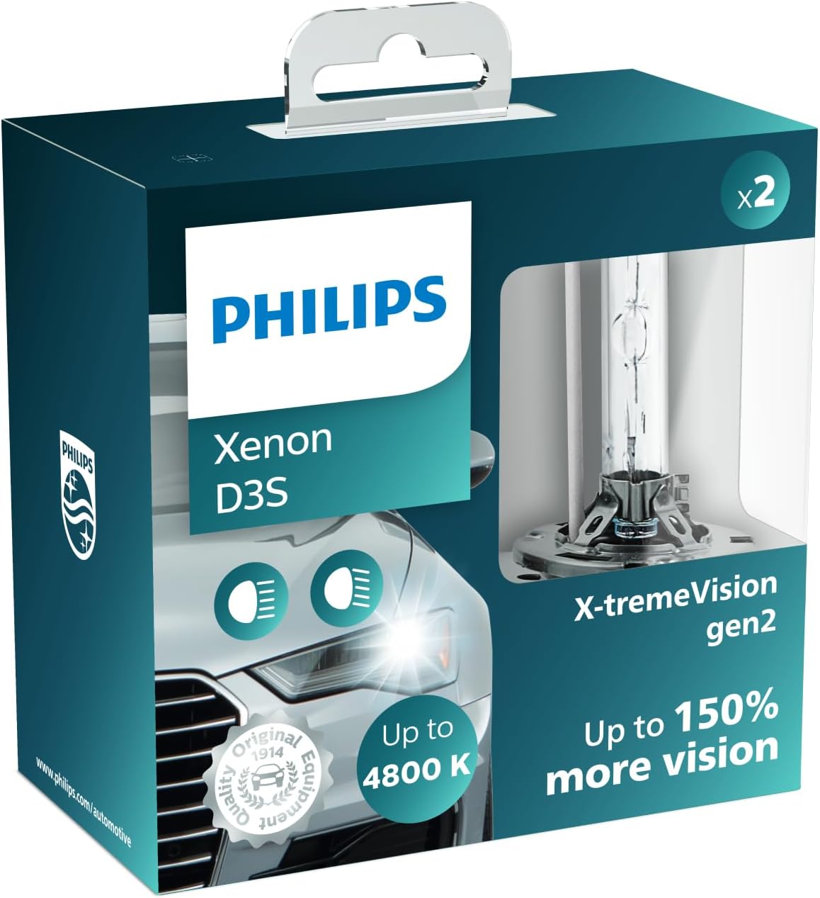 Philips D3S X-tremeVision Gen2 Xenon bulb set packaging front view
