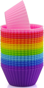 Mirenlife silicone cupcake liners front view with 8 rainbow colors
