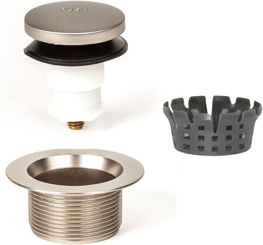 PF WaterWorks Lift Lock (Push Pull) Bathtub/Bath Tub Drain Assembly with Gasket - Coarse Thread 11.5 Threads Per Inch - Free Hair Catcher/Strainer to Eliminate Clogs;Brushed Nickel; PF0940-BN-LL-C - Image 14