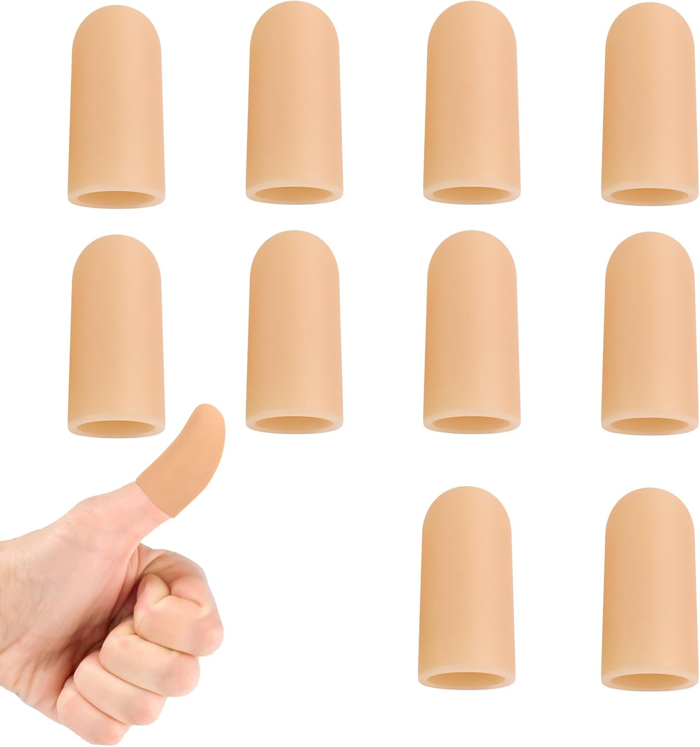 Gel Finger Cots, Silicone Finger Protectors, Finger Sleeves Tip Protectors, Fingertip Bandages for Trigger Finger, Finger Arthritis, Finger Cracking, Hand Eczema Pain Relief - Image 1