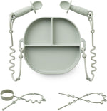 Andy Bear silicone baby suction plate set in sage green