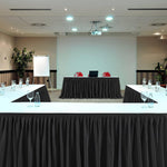 Partisky silk polyester table skirt folded showing packaging and components