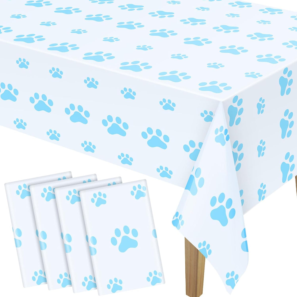 Tatuo Paw Print Tablecloth Dog Birthday Decorations Disposable Plastic Cat Paw Table Cover Puppy Themed Birthday Party Decorations for Dog Party Supplies(2 Pcs,Pink,71 x 54 Inch) - Image 12