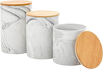 Farmlyn Creek White Ceramic Canisters - Coffee Canisters with Airtight Wood Lids - Countertop Coffee Tea Sugar Container Set - Flour & Sugar Storage Containers - 3 Pack, 4x4x5.9/4x4x4.9/4x4x3.9 in - Image 10