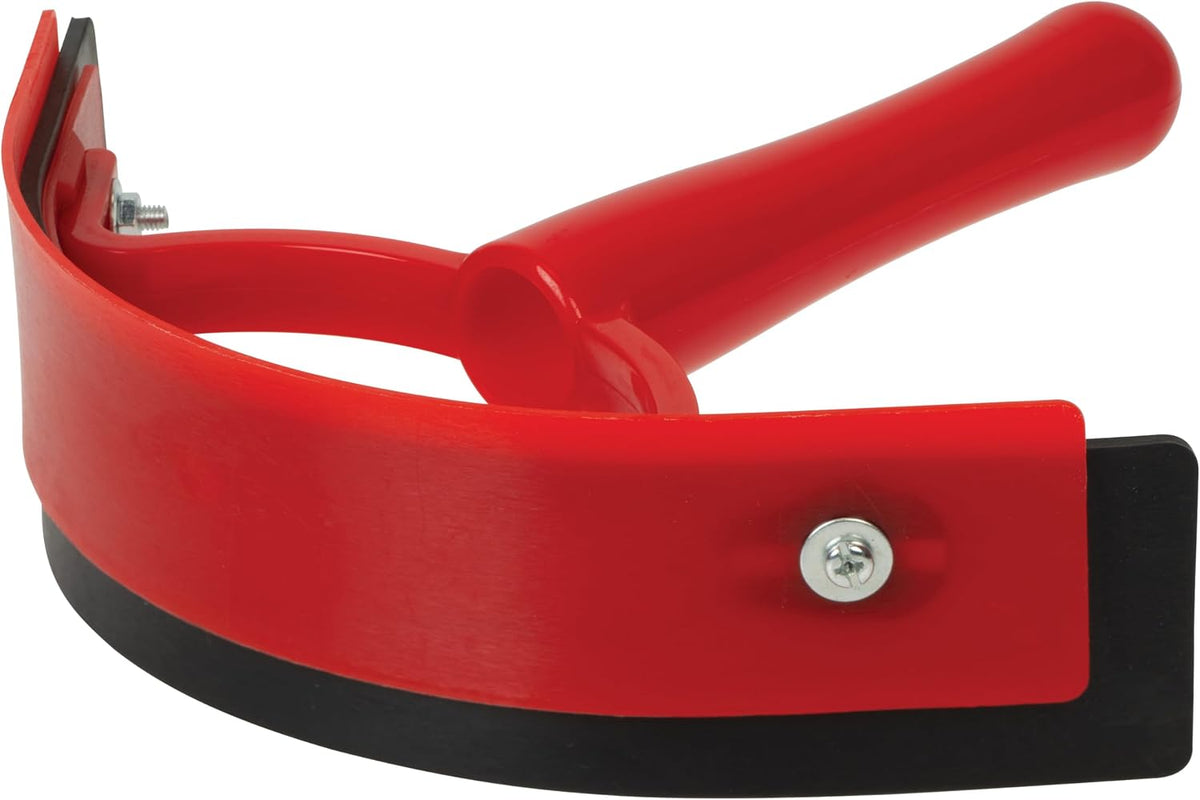 Weaver Leather contoured plastic sweat scraper with curved rubber blade
