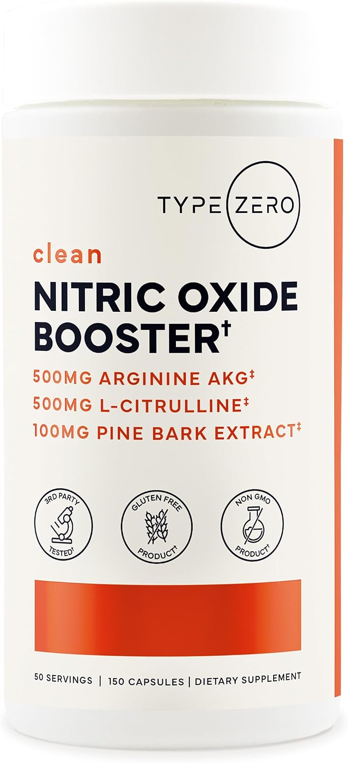Type Zero nitric oxide booster front view supplement bottle