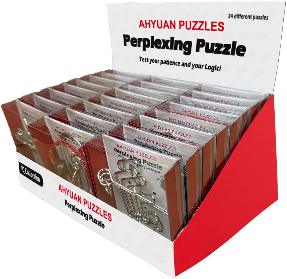 Ahyuan Assorted Metal Brain Teaser Wire Puzzles front view packaging
