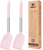 Pack of 2 Silicone Solid Turner, Non Stick Slotted Kitchen Spatulas, High Heat Resistant BPA Free Cooking Utensils, Ideal Cookware for Fish, Eggs, Pancakes(Stainless Steel Khaki) - Image 15