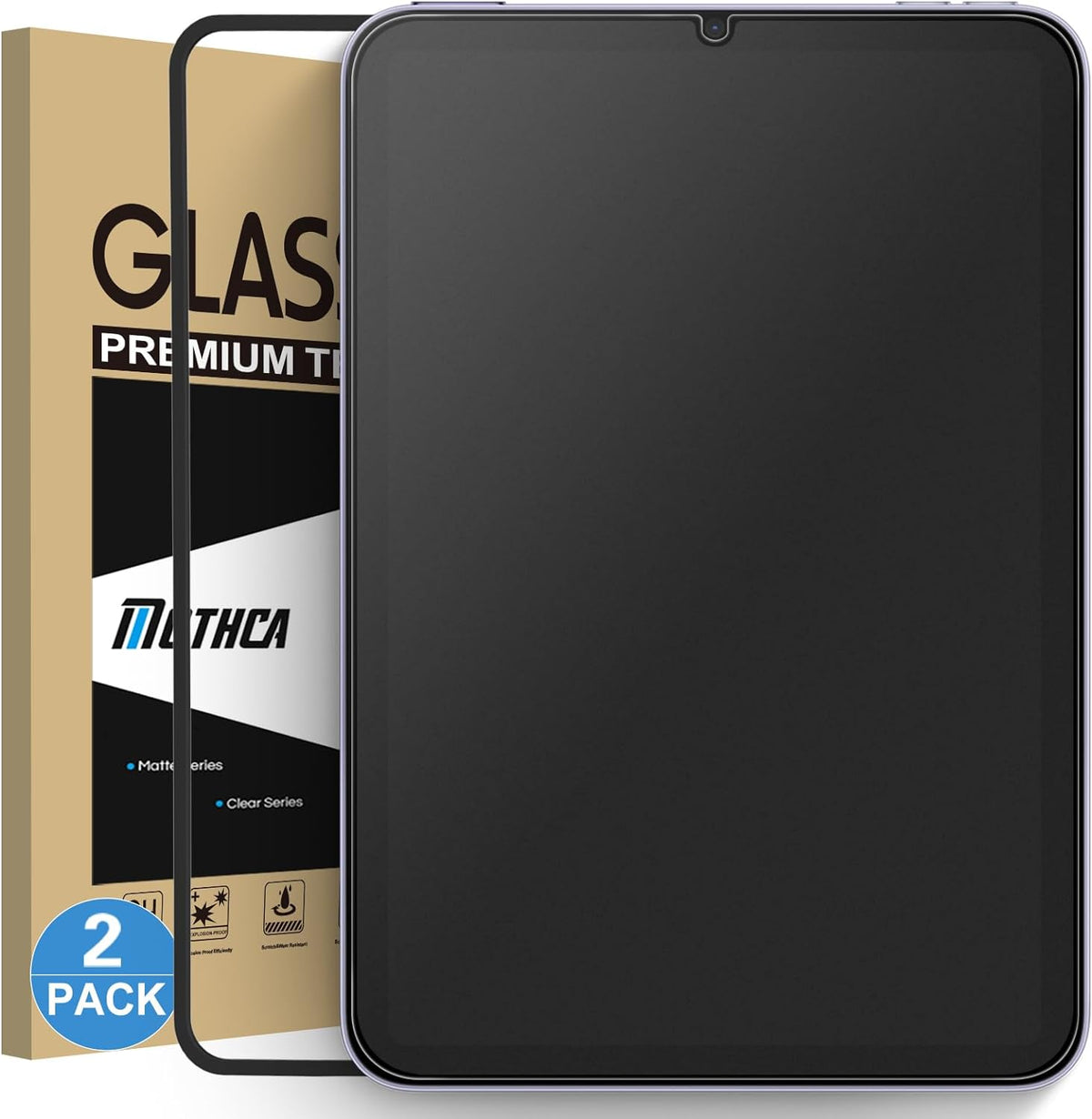 Mothca 2-pack matte glass screen protector for iPad Mini front view
