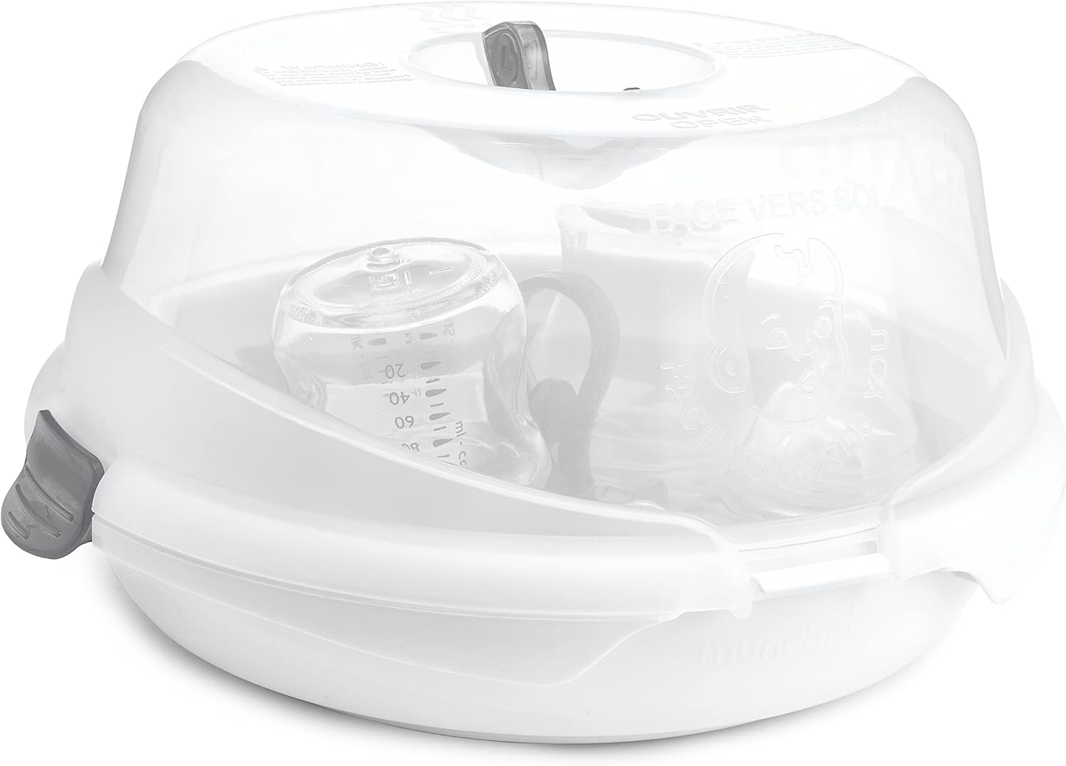 Munchkin steam microwave bottle sterilizer white front view