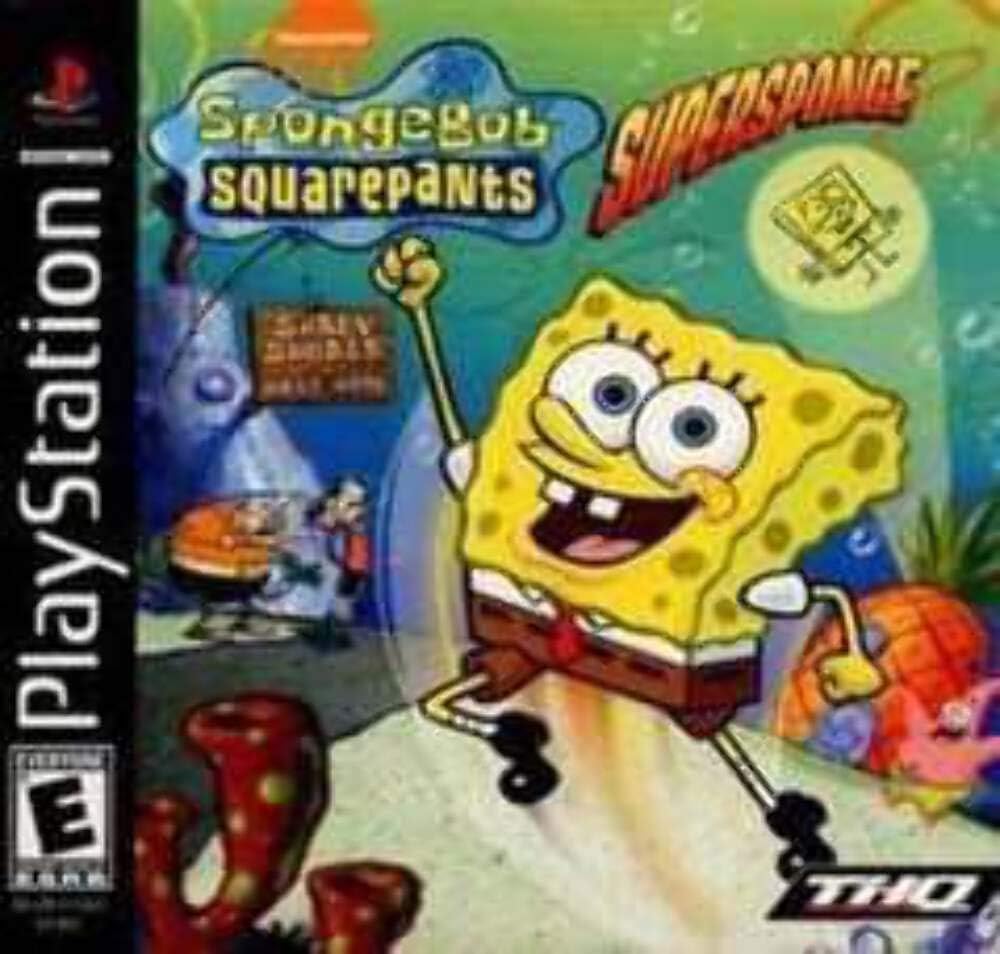 THQ SpongeBob SquarePants SuperSponge PlayStation 1 video game front cover retro gaming