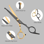 Close up of the blunt safety tips on the Fcysy professional dog scissors.