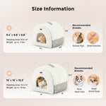 Side view of Zomisia indoor pet house with toy ball