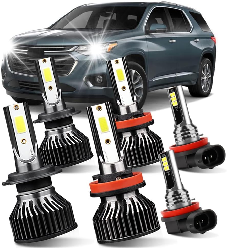 Luminavexel LED light bulbs kit front view showing six replacement headlamp bulbs