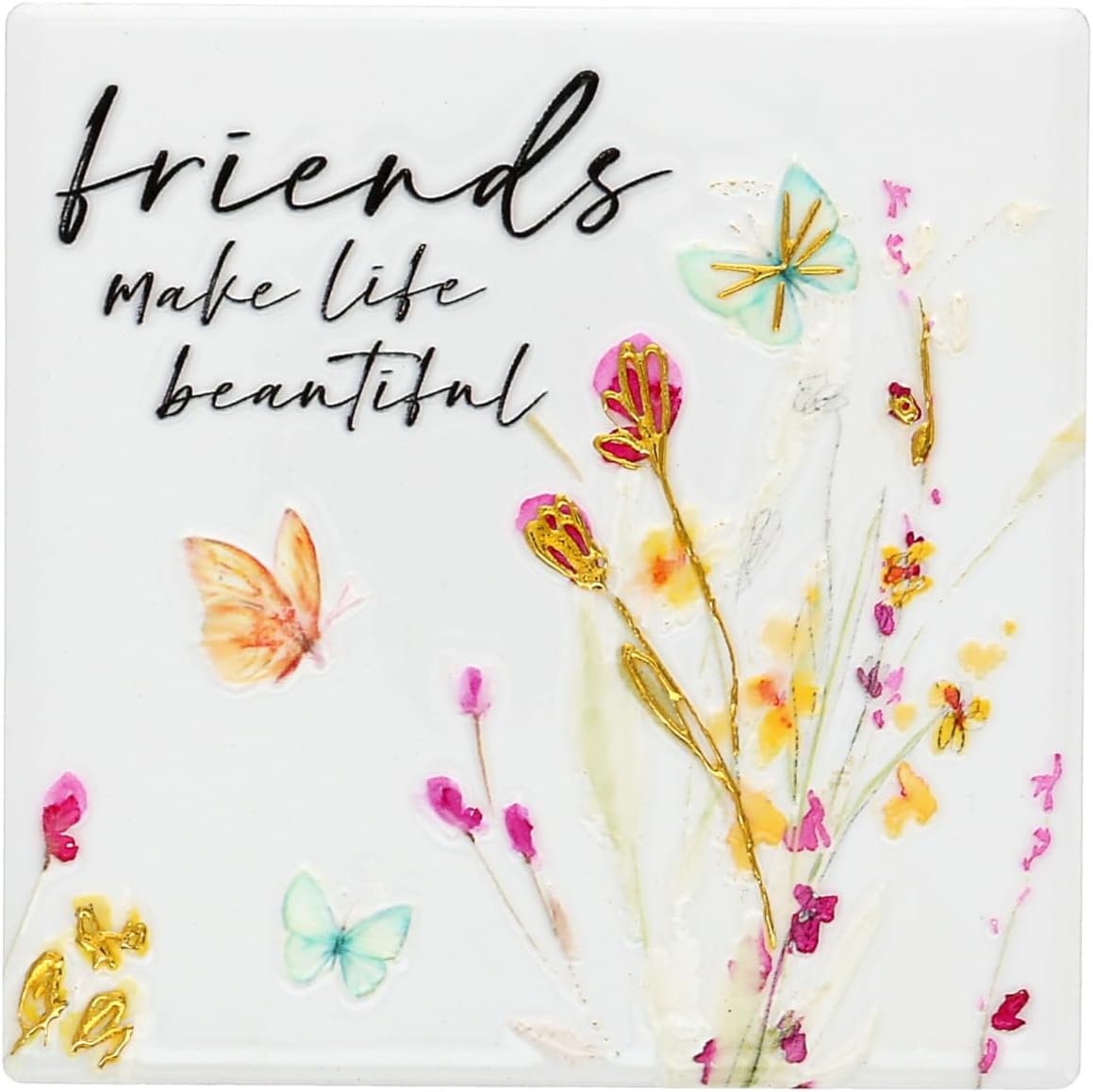 Pavilion Gift Company Friends ceramic cork coaster front view