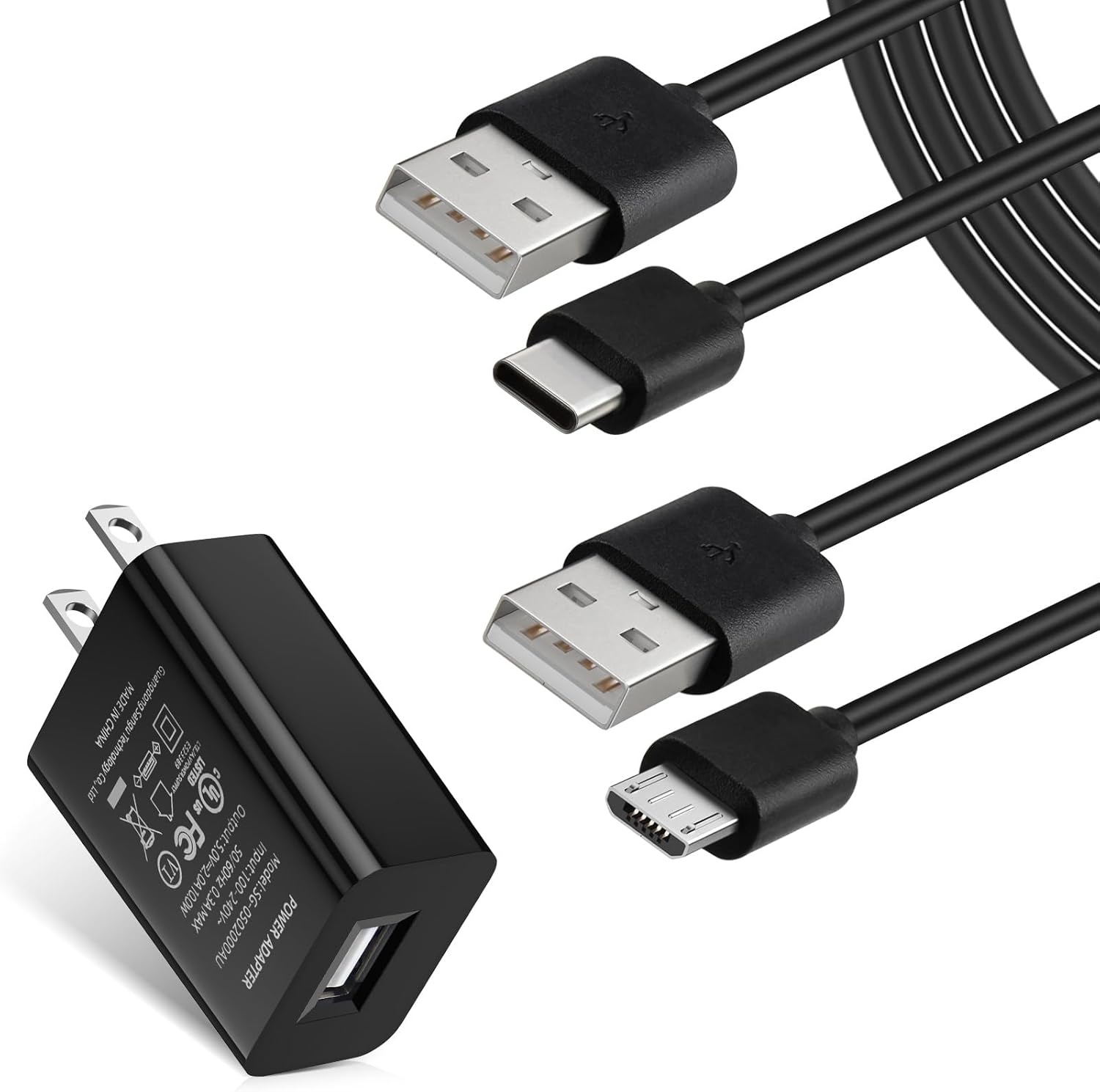 Smays replacement power adapter and cable set for Kindle devices front view