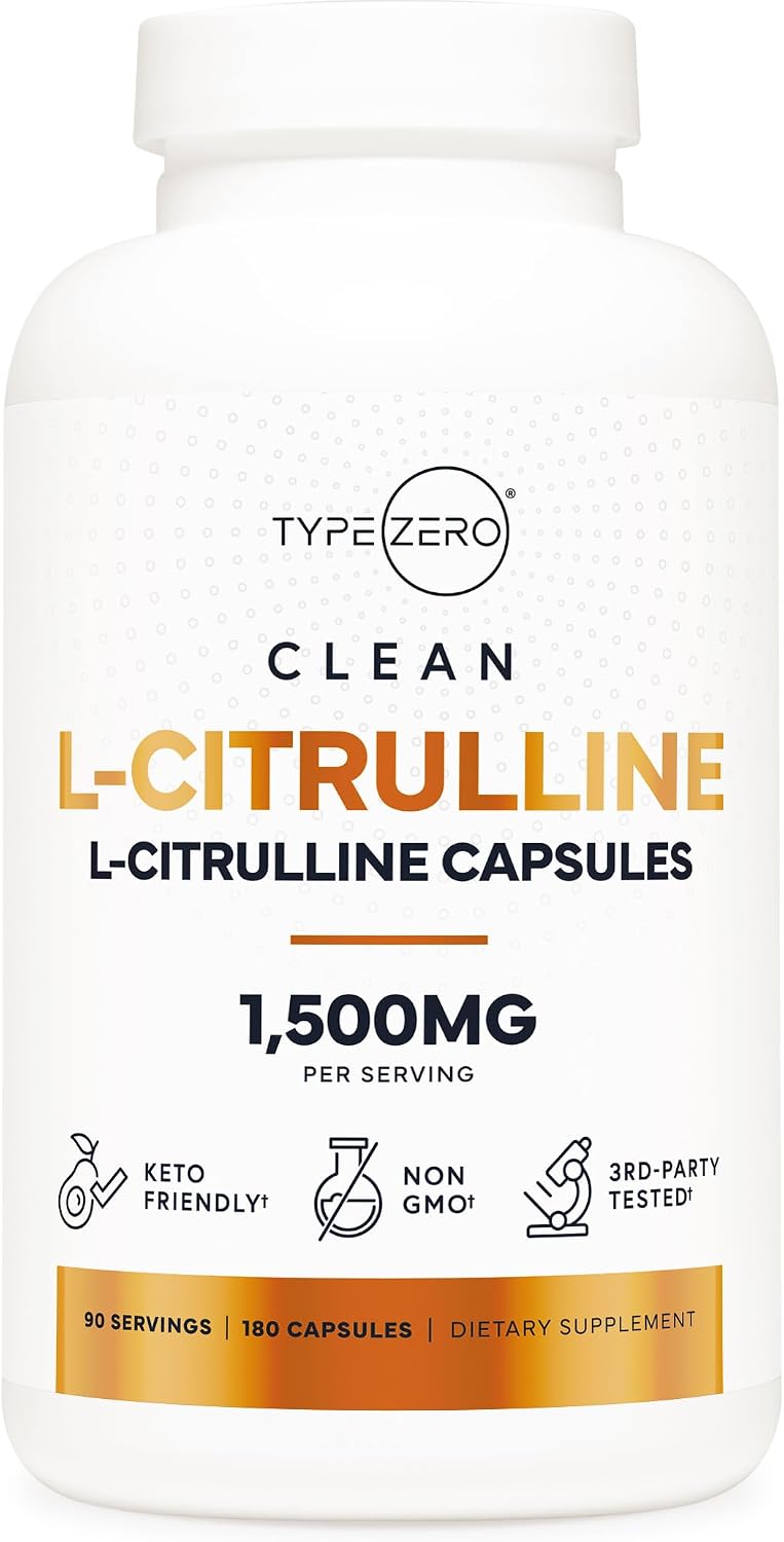 Type Zero L-Citrulline 180 Capsules front view supplement bottle