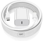 Sunrson 20W USB C Fast Charger power adapter and long charging cable front view
