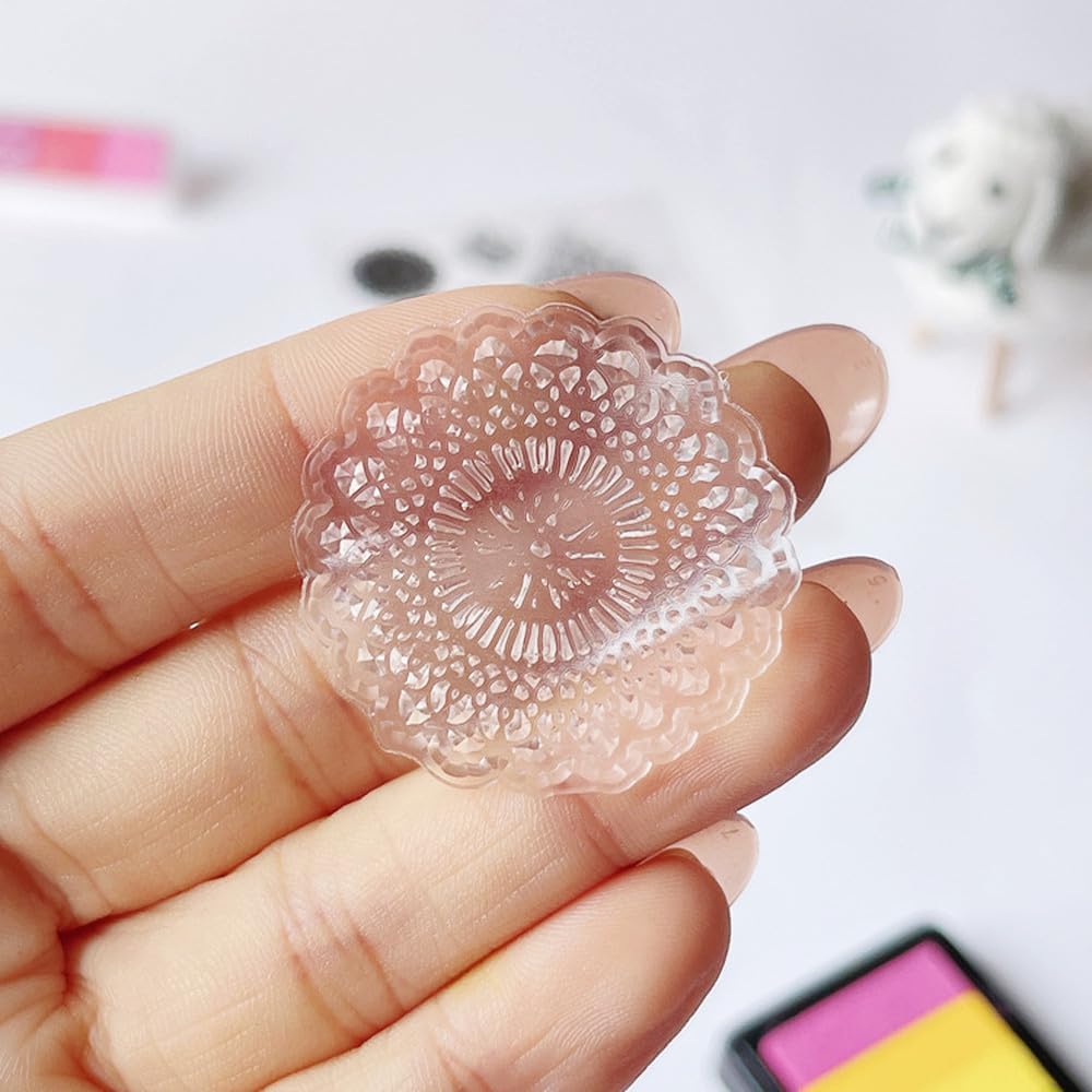 AHTOLS decorative floral leaf motif transparent stamp detail