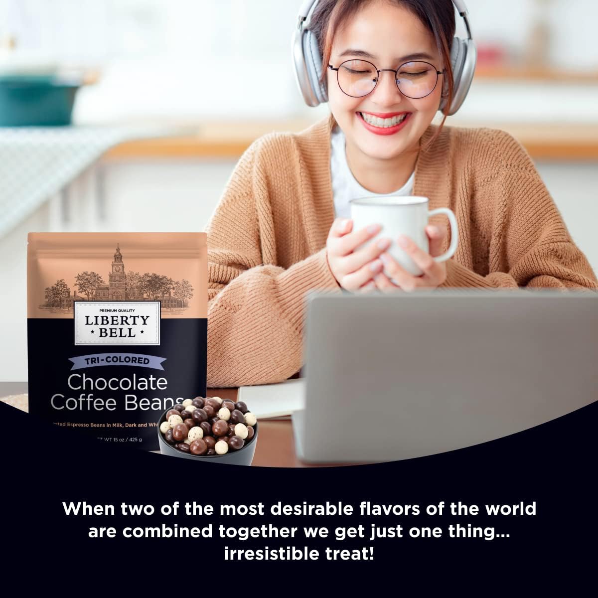 White milk and dark chocolate covered coffee beans assorted