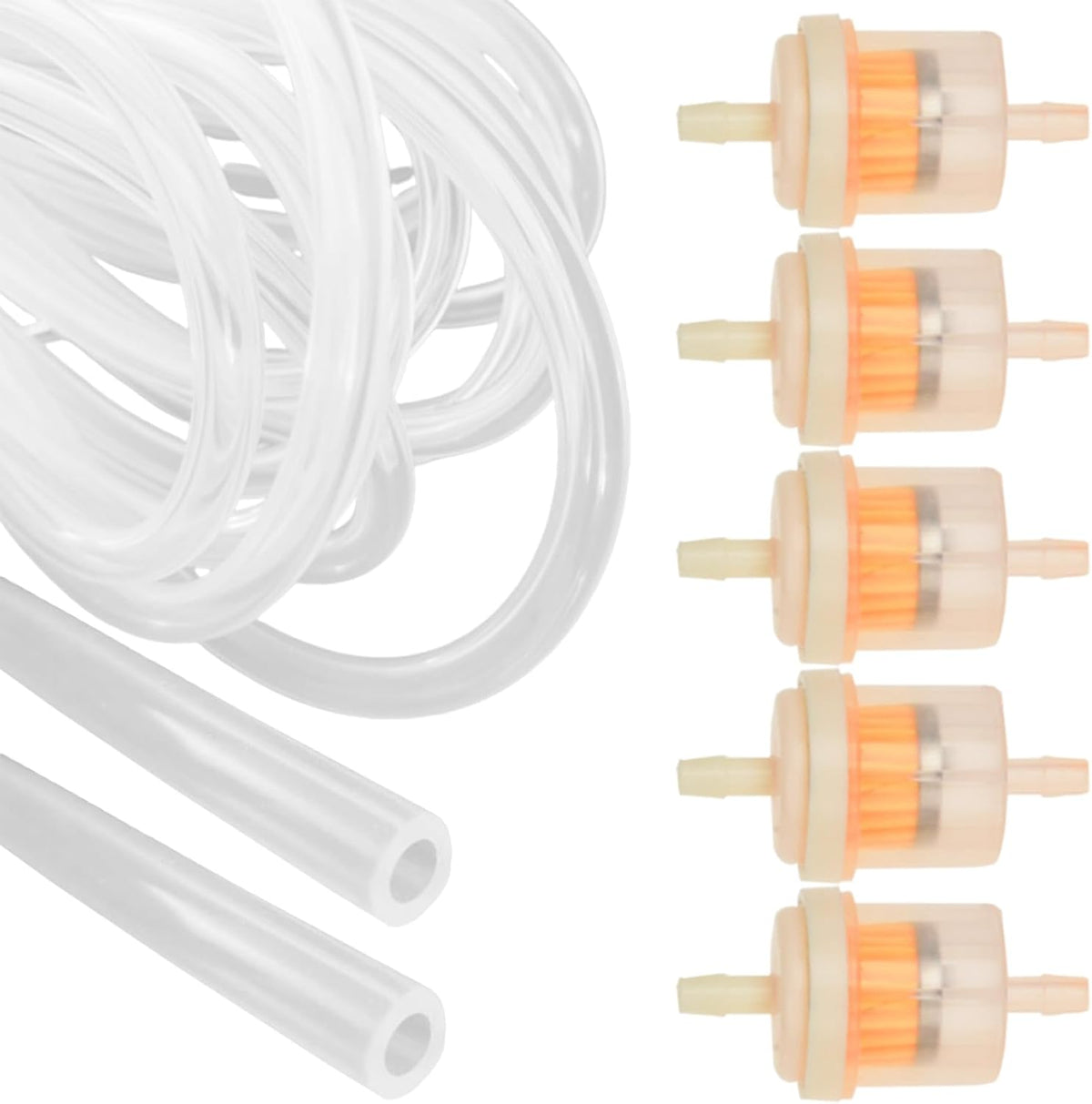 LBLNUGURI vacuum microdermabrasion filter set with five transparent plastic filters and clear silicone tube front view
