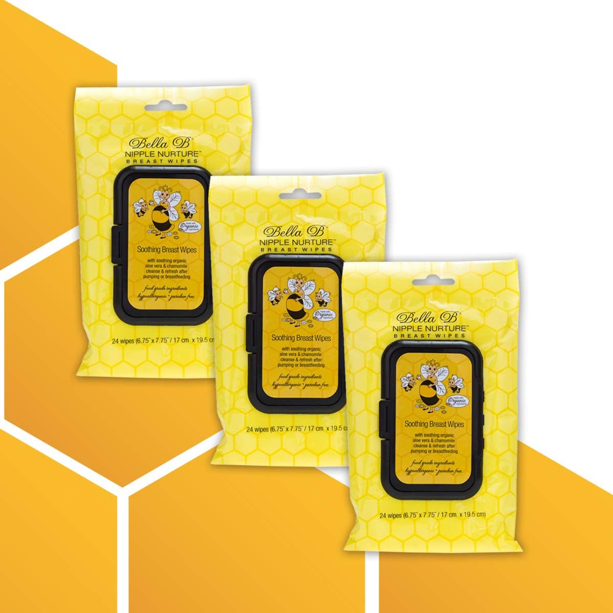 Bella B Nipple Nurture breast wipes 3 piece bundle front view