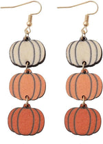 Pingyongchang Halloween earrings front view showing pumpkin and ghost design