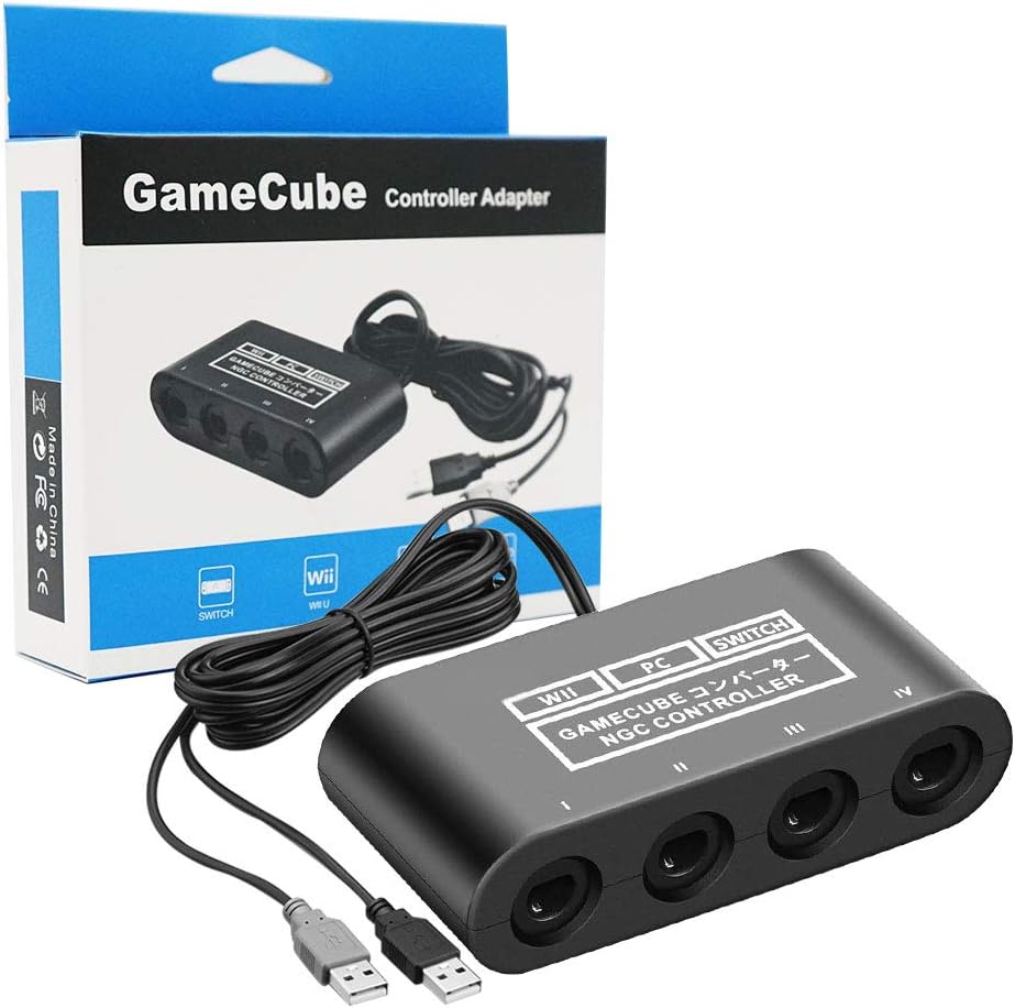 Cloudream Gamecube controller adapter front view showcasing four controller ports.