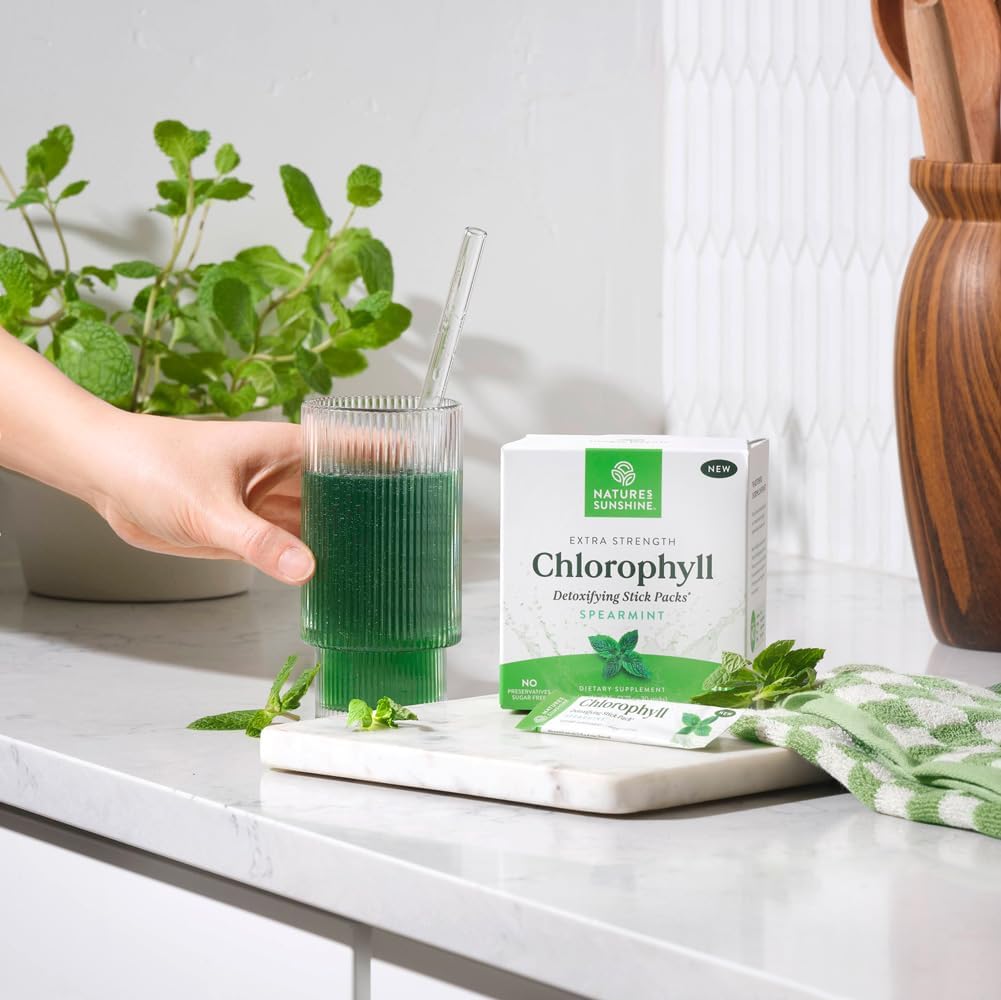 Nature's Sunshine detoxifying chlorophyll powder individual sticks