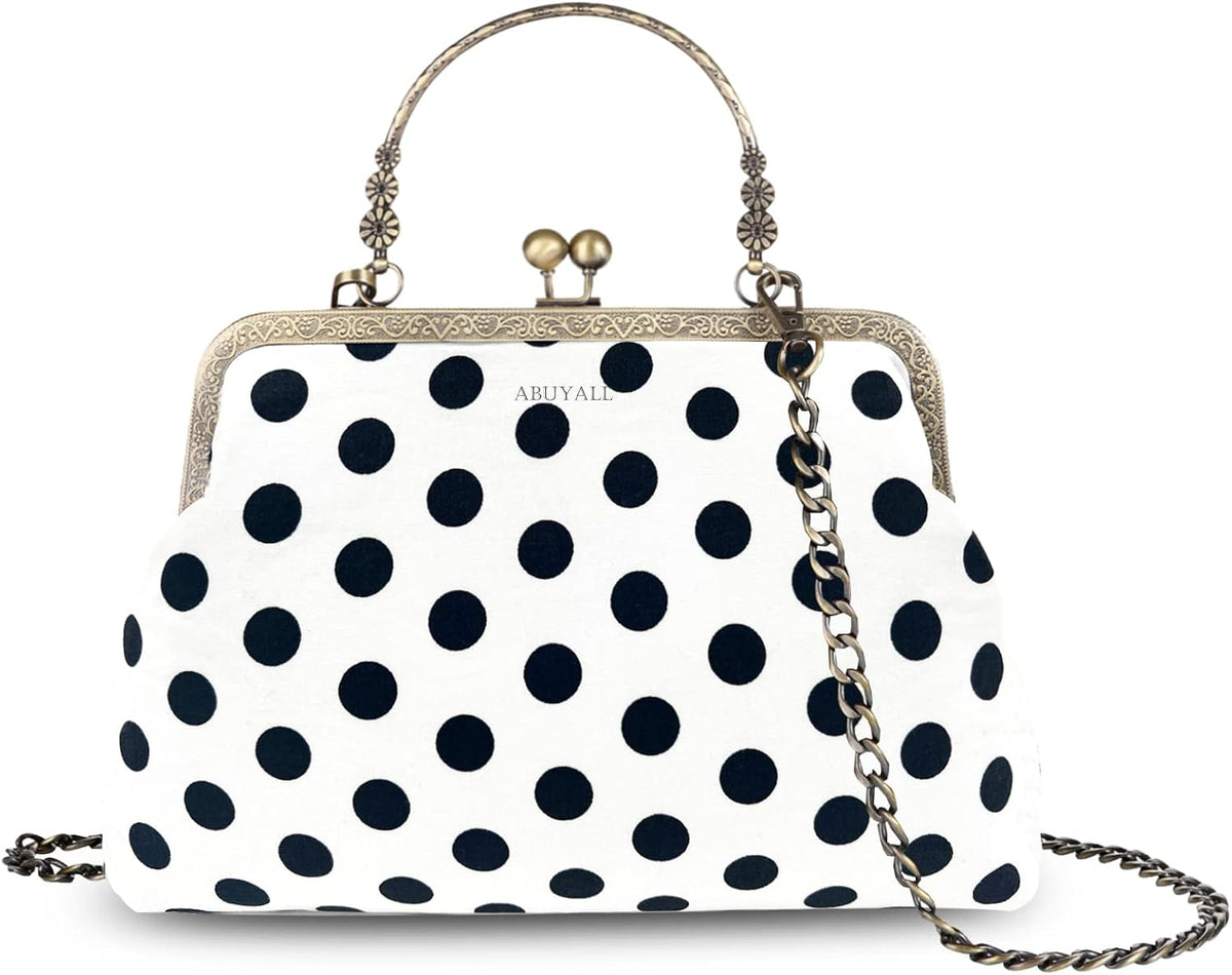 Abuyall floral canvas evening bag front view