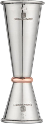 Restaurantware mirrored finish jigger displayed for home bar setup