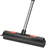 Bryquelin pet rubber broom front view showing black silicone bristles.