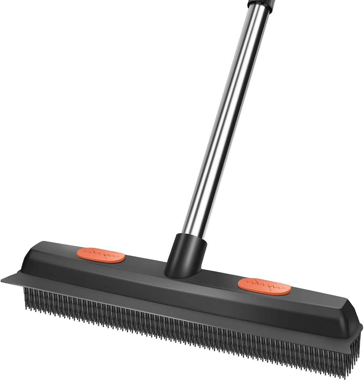 Bryquelin pet rubber broom front view showing black silicone bristles.
